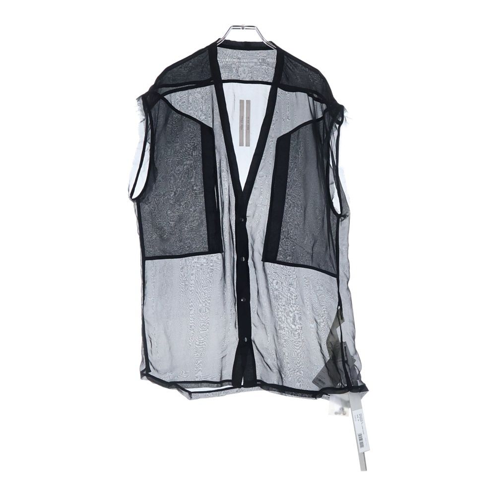 Rick Owens リックオウエンス 23 SS Fogpocket Sl Larry Shirt シルク ノースリーブ シースルーラリーシャツ ブラック S