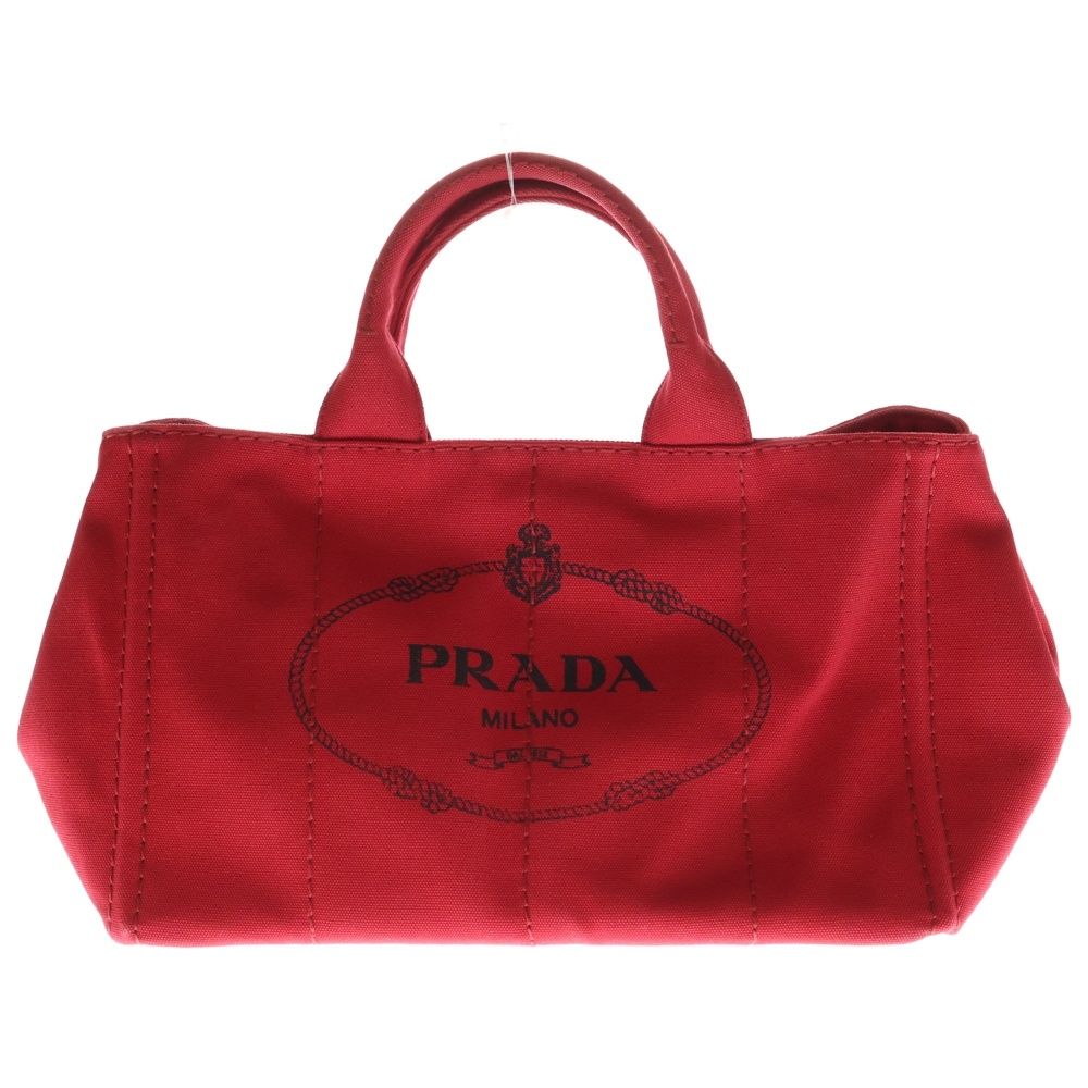 PRADA プラダ カナパM 2 WAYハンドバッグ ショルダーバッグ レッド キャンバス ゴールド金具