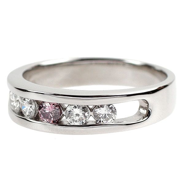 希少 Pt900 天然ピンク/カラーレス ダイヤモンド リング 0.120ct FIPP