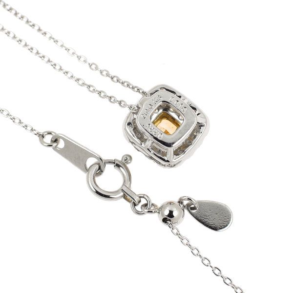 Pt950/ K18YG/ Pt850 天然イエローオレンジ ダイヤモンド ペンダント