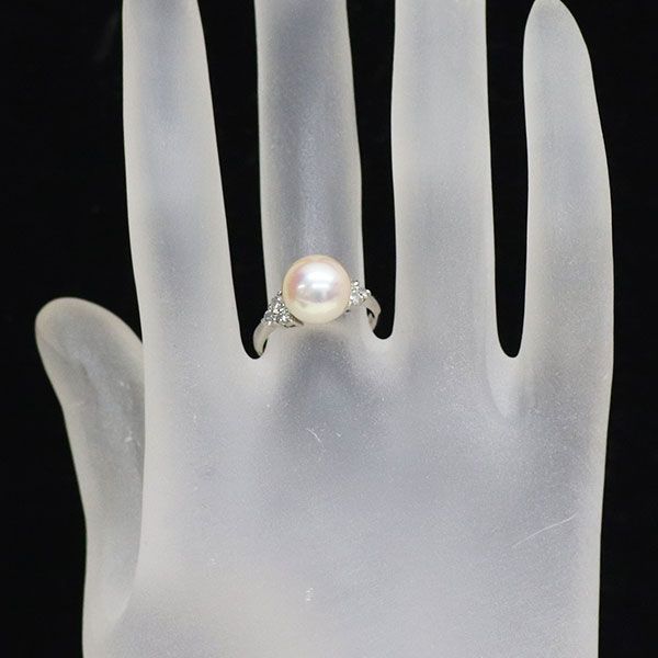 PT900 アコヤ真珠 ダイヤモンドリング Pt900 アコヤ真珠 ダイヤモンド リング 径約9.3mm D0.26ct - メルカリ