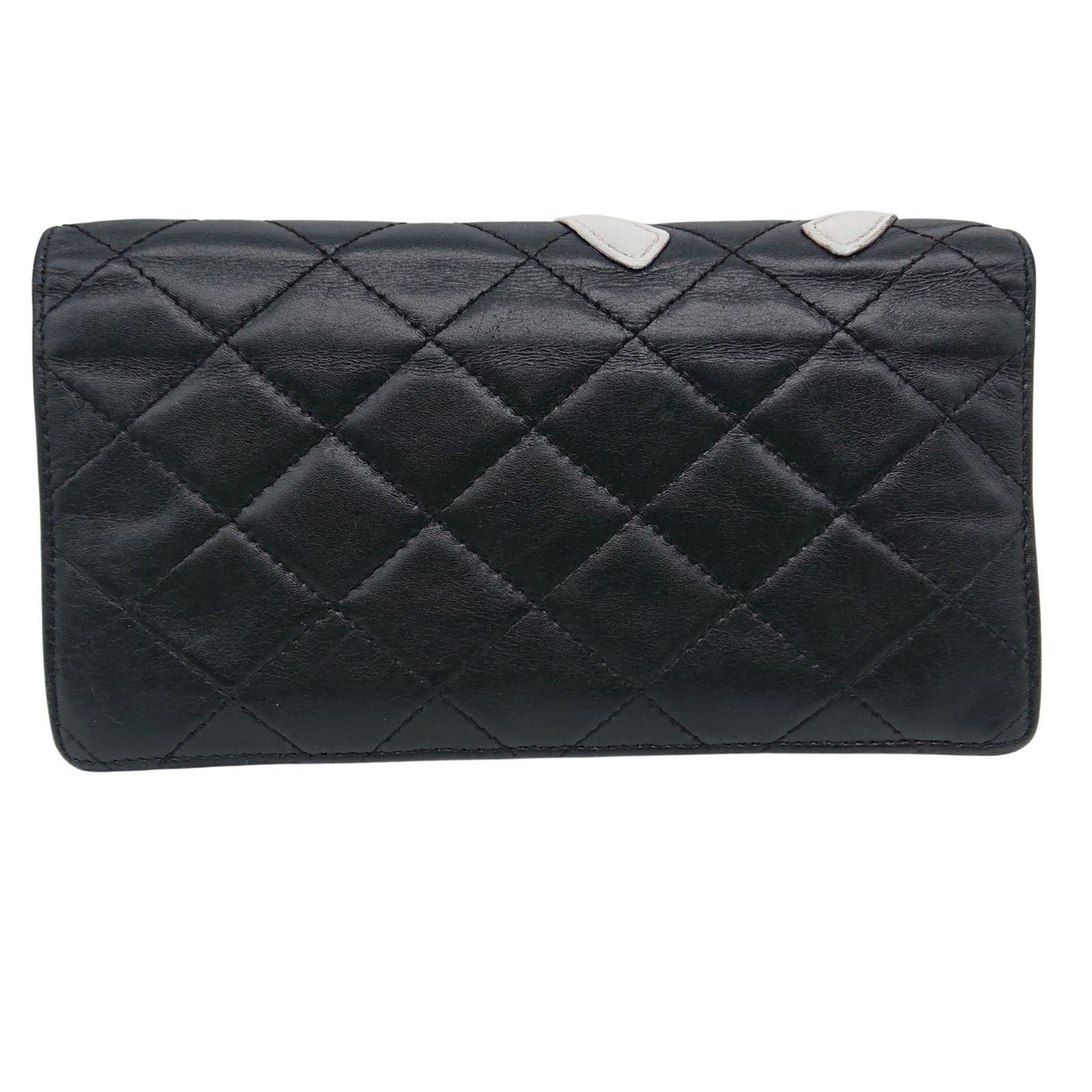 美品】CHANEL カンボンライン ココマーク 長財布 ブラック／ホワイト