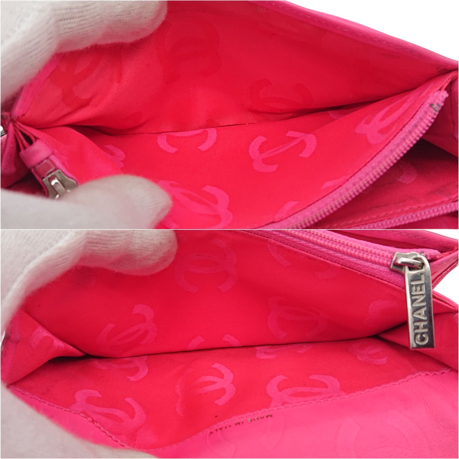 美品】CHANEL カンボンライン ココマーク 長財布 ブラック／ホワイト