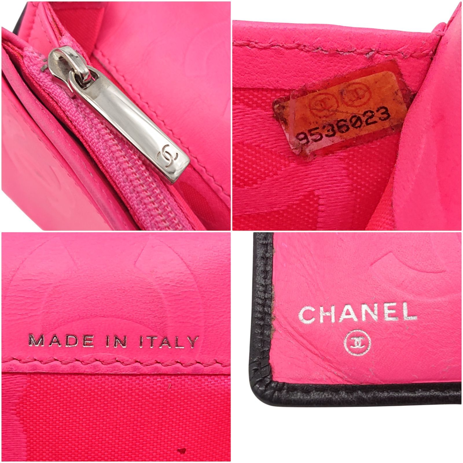 美品】CHANEL カンボンライン ココマーク 長財布 ブラック／ホワイト