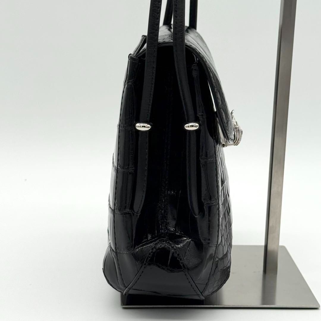 JRA・極美品】貴彦 CROCODILE フラップ ショルダーバッグ 黒色 【公式 