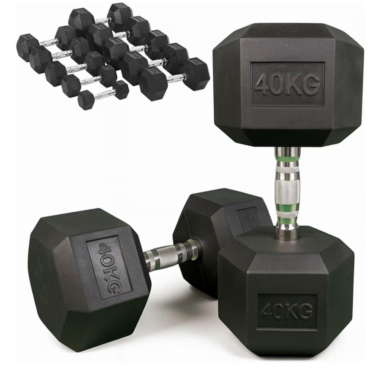 全国の大手ジムに多数導入 高密度ヘックスダンベル 40 kg× 六角ダンベル ラバー 筋トレ ベンチプレス 重り 静音 防傷加工 筋トレ器具 HEXダンベル ヘキサゴンダンベル