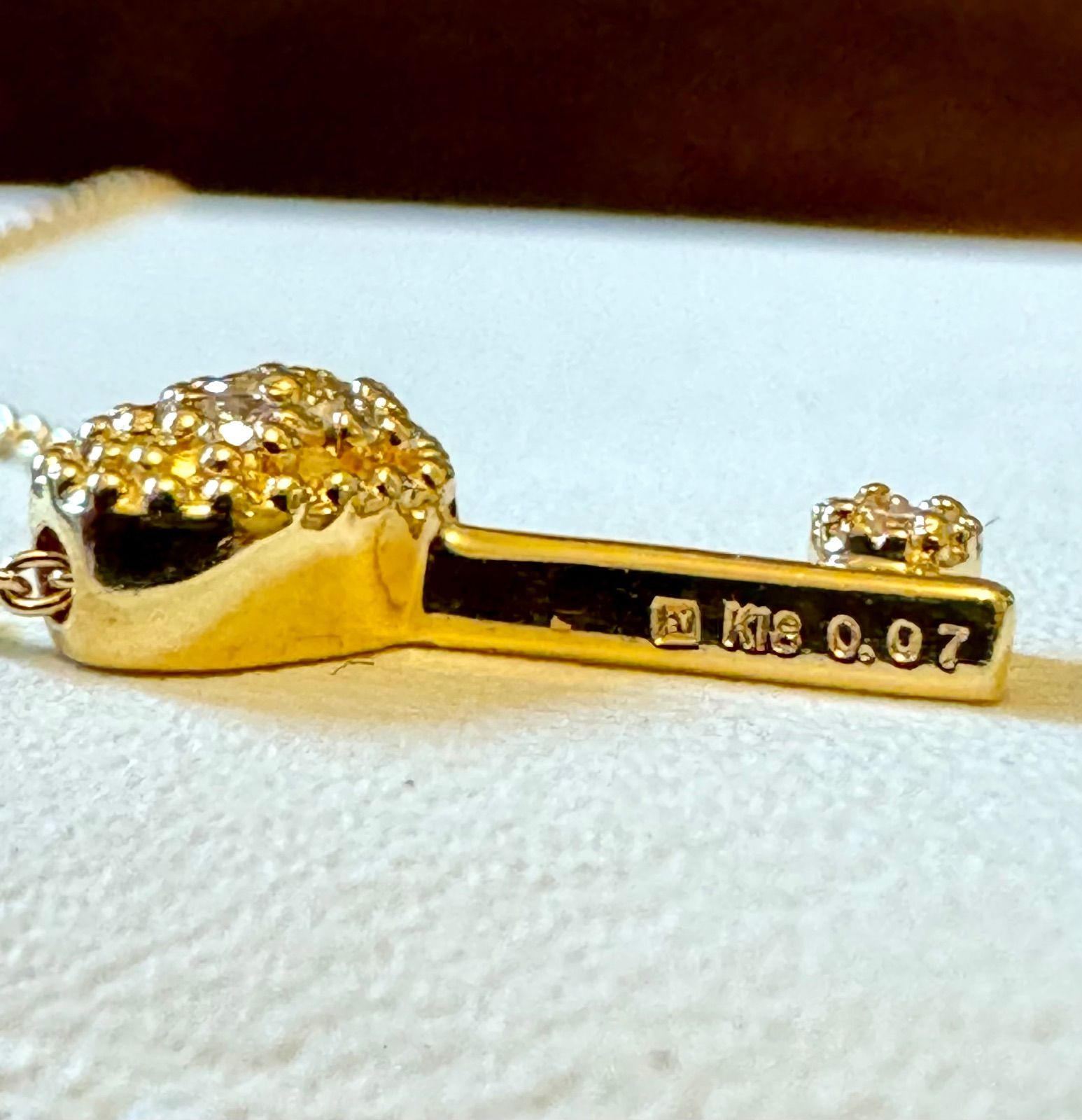 ポンテヴェキオ◇K18YG*ハートダイヤモンドネックレス*鍵モチーフ 