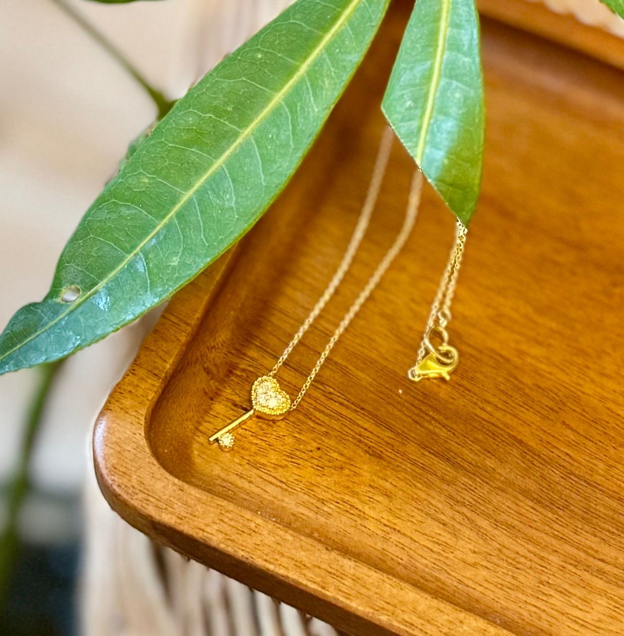 ポンテヴェキオ◇K18YG*ハートダイヤモンドネックレス*鍵モチーフ