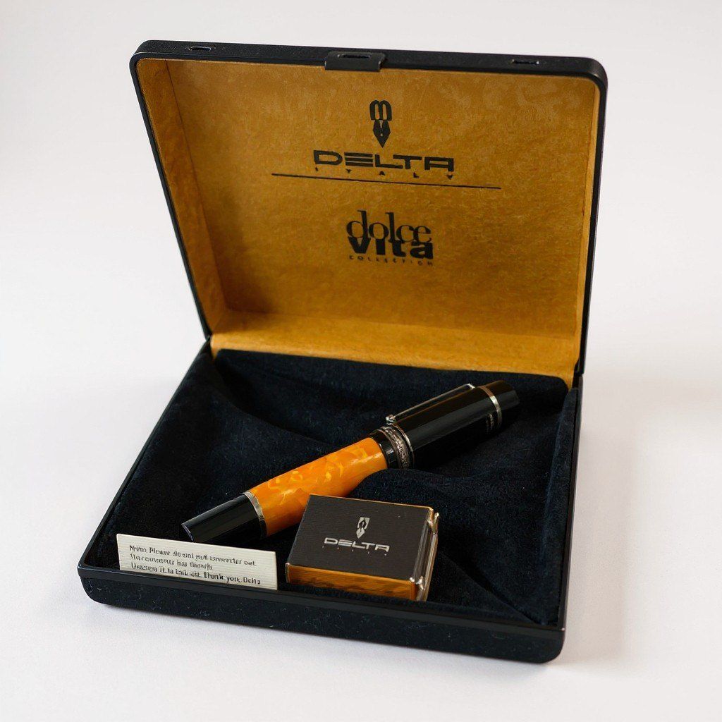 l14 DELTA デルタ dolce vita ドルチェビータ ペン先 18Kt 750 万年筆 オレンジ ブラック B 太字 予備インク有 きt18r