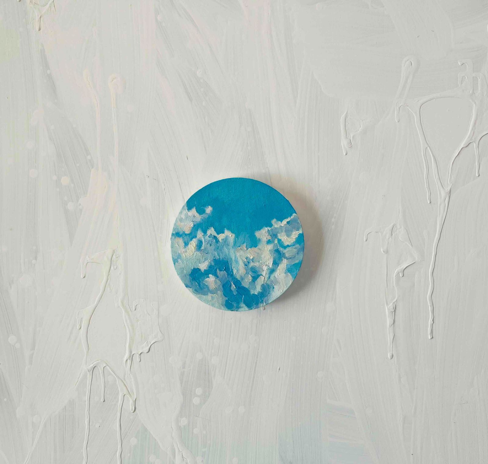 直径15㎝「空 その1」油彩・絵画・原画・丸形・アートパネル - メルカリ