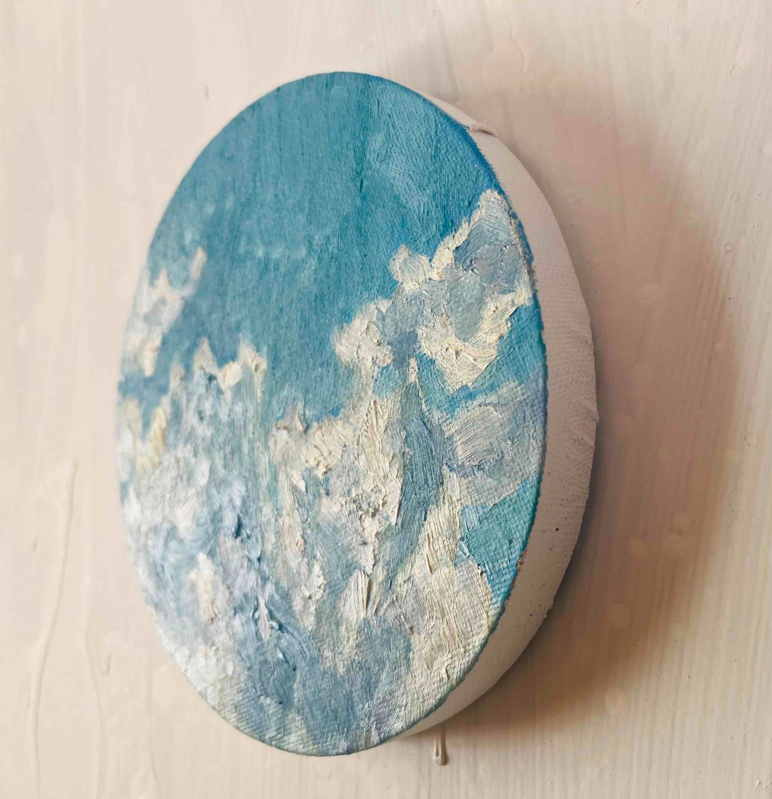 直径15㎝「空 その1」油彩・絵画・原画・丸形・アートパネル - メルカリ