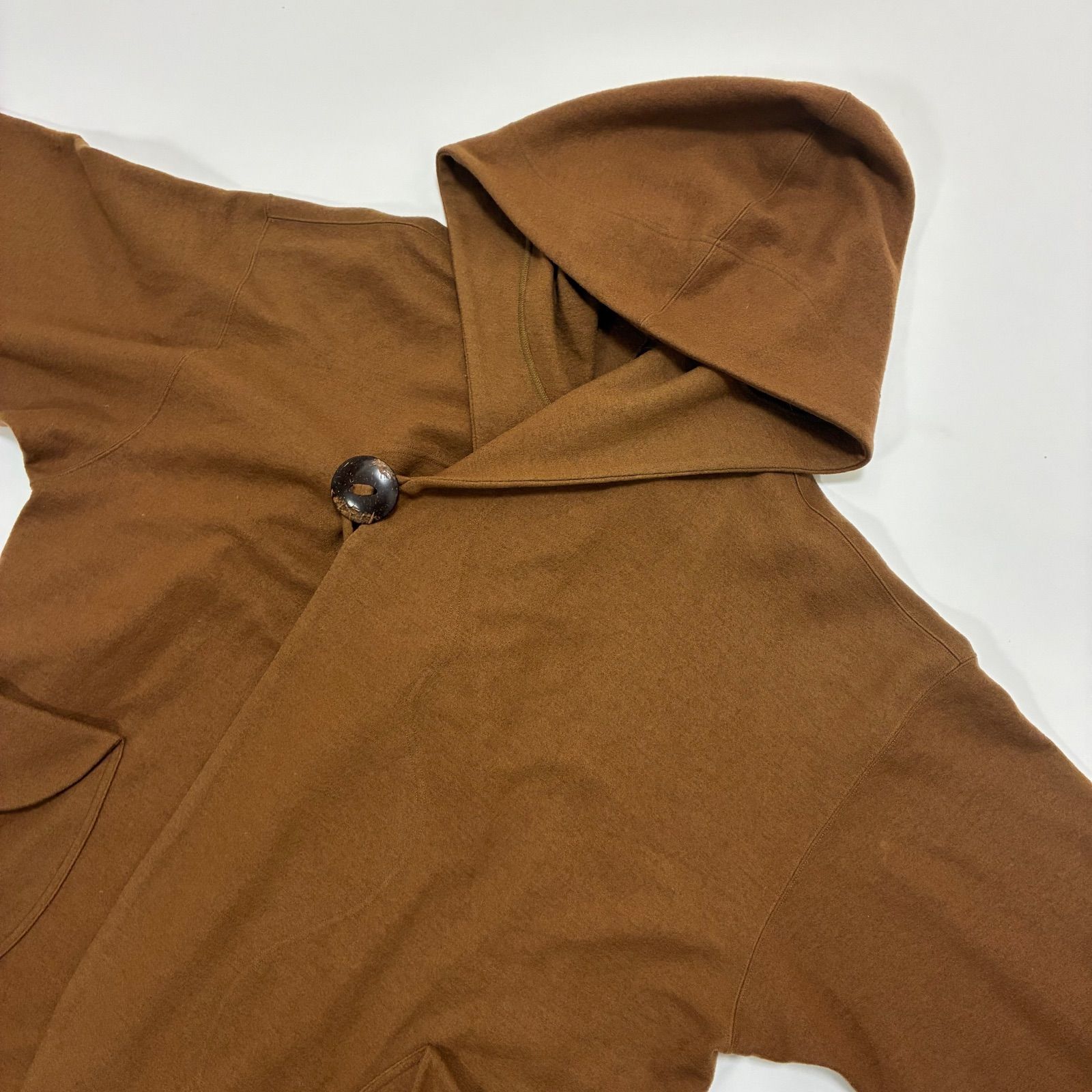 Jurgen Lehl ヨーガンレール☆一つボタン留めフーディコート ブラウン