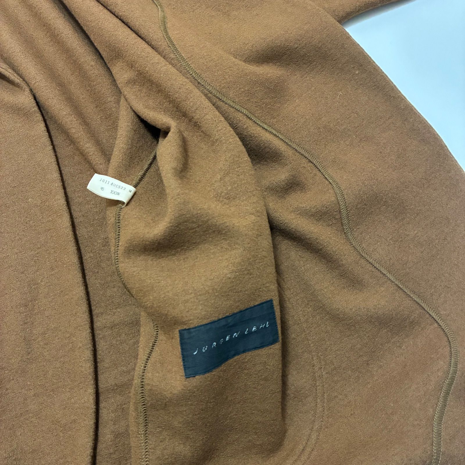 Jurgen Lehl ヨーガンレール☆一つボタン留めフーディコート ブラウン