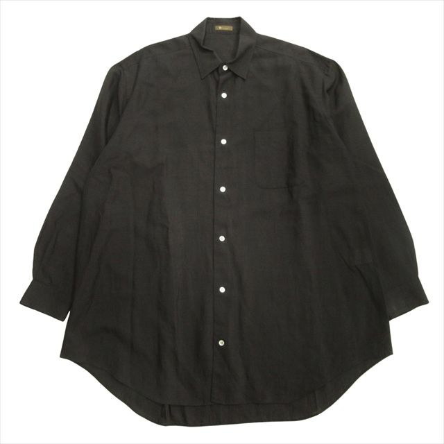 美品 99aw ワイズフォーメン Y's for men ヨウジヤマモト YOHJI YAMAMOTO レーヨン リネン オーバーサイズ シャツ カットソー 無地 シアー 90's オールド ビンテージ ヴィンテージ 黒 ブラック メンズ