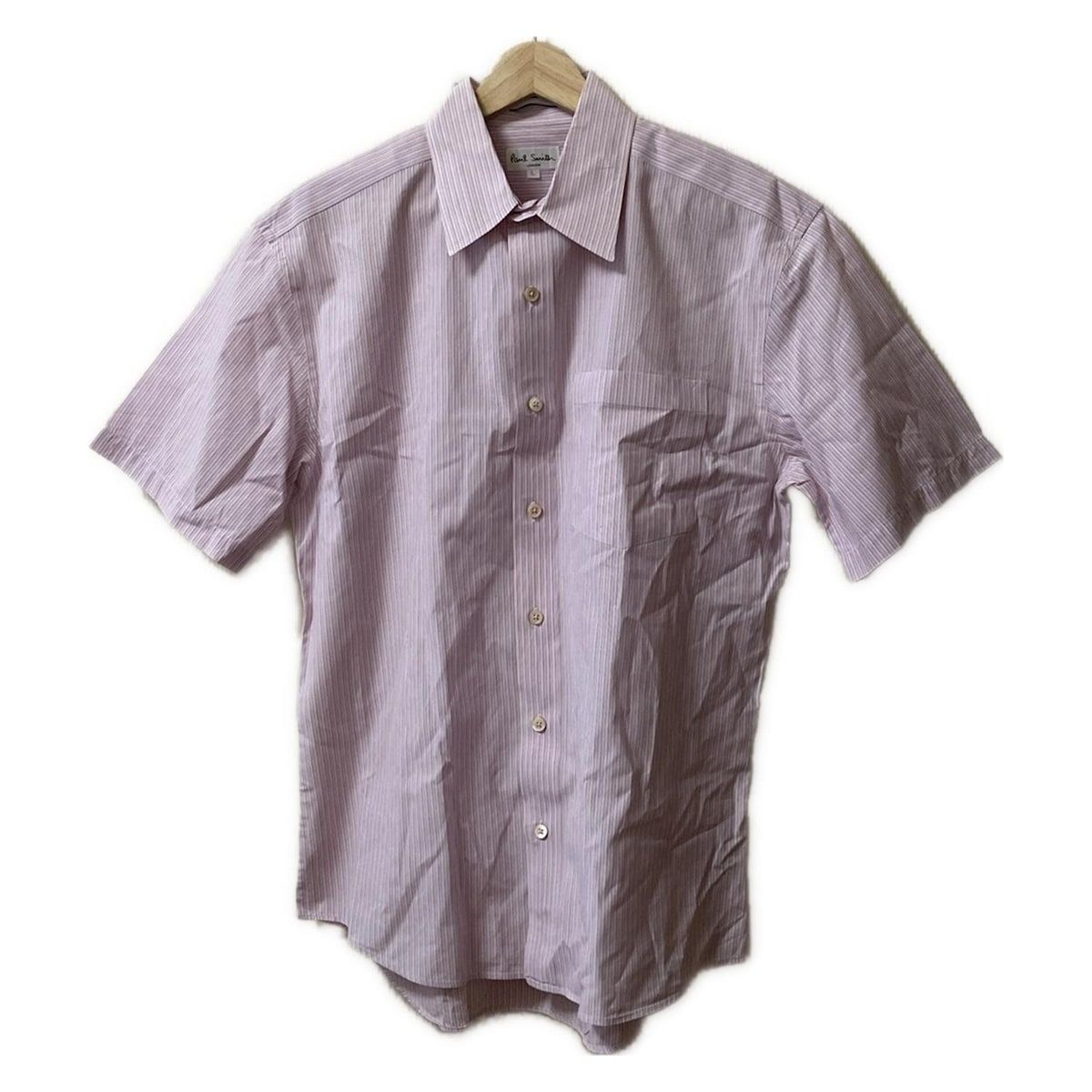 PaulSmith ポールスミス 半袖シャツ サイズL メンズ - ライトピンク×ライトブルー ストライプ