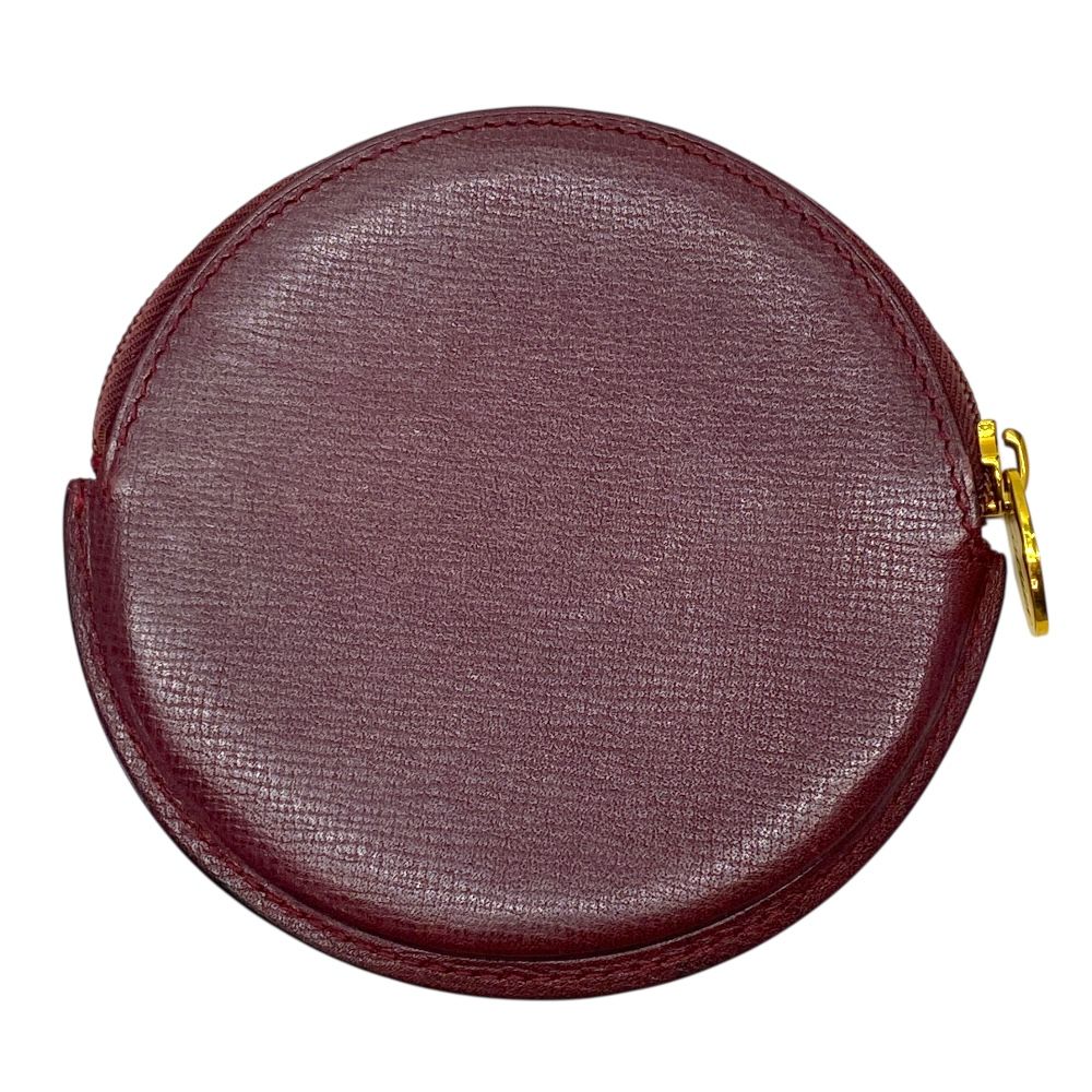 カルティエ マストライン コインケース 小銭入れ コンパクト ミニ財布 サークル 丸形 ロゴ レザー ボルドー Cartier 上質仕立て ミニサイズ 小物用 メンズ レディース ユニセックス 革小物