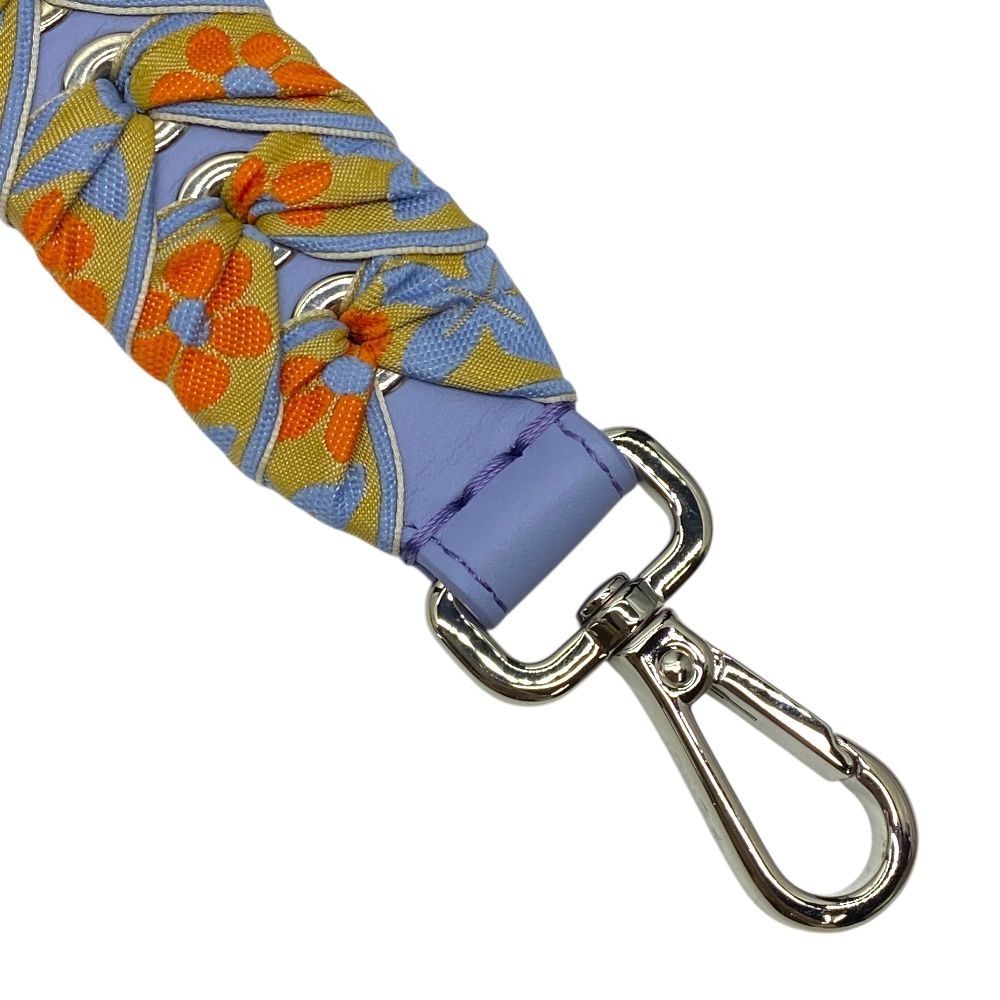 フェンディ ミニ ストラップユー ショルダーストラップ アクセサリー フラワー 花柄 リボン キャンバス ブルー ベージュ ピンク FENDI バッグ用 着脱式 スタイルアップ デザインストラップ