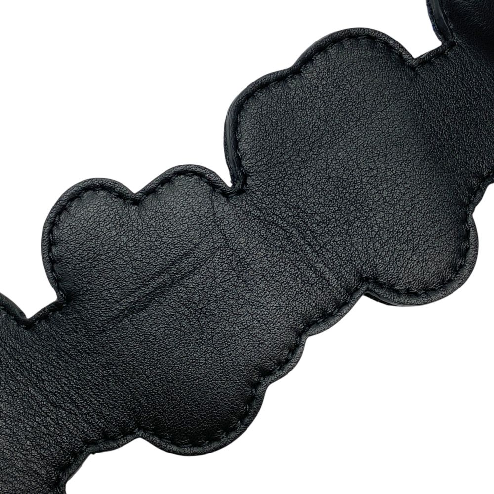  フェンディ ロング ストラップユー ショルダーストラップ 葉 リーフ ベルベッド レザー ブラック ブルー FENDI 異素材ミックス 上質デザイン バッグ用 着脱簡単 ロングタイプ その他 バッグ