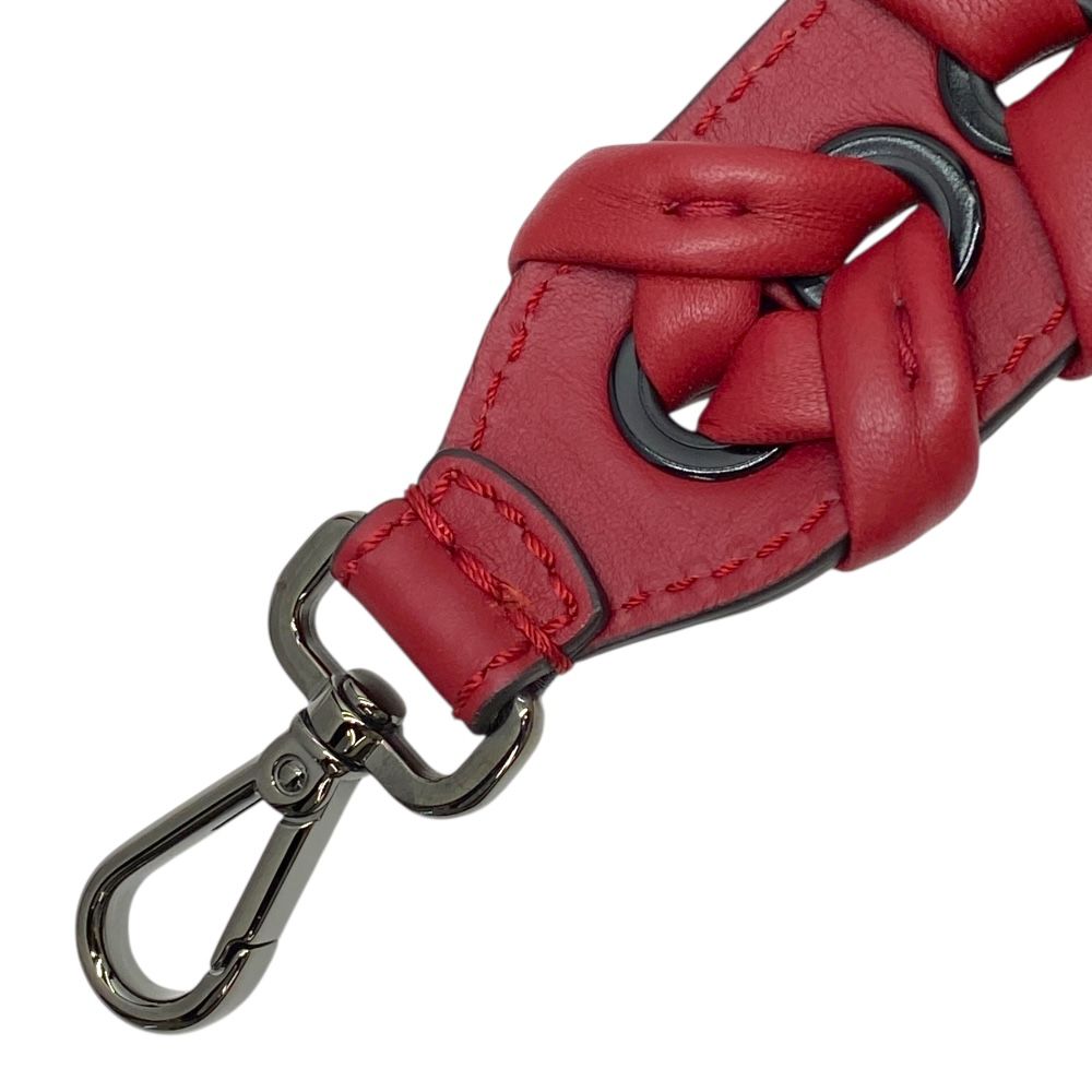  フェンディ ロング ストラップユー ショルダーストラップ 編み込み レザー シルバー レッド FENDI 付け替え用 バッグストラップ おしゃれ 差し色 コーデ自在 その他 バッグ