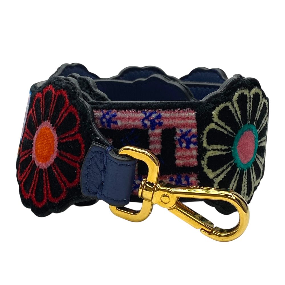FENDI ブラックフラワー　ストラップユー 未使用 フェンディ ロング ストラップユー ショルダーストラップ