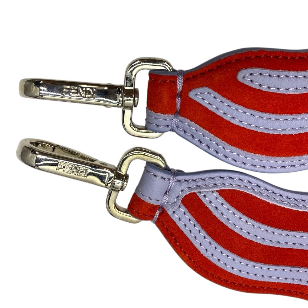  フェンディ ロング ストラップユー ショルダーストラップ ウェーブ スエード レザー レッド パープル FENDI 上質質感 おしゃれ 多用途 肩掛け 付替用 ベルベット調 デザインストラップ その他 バッグ