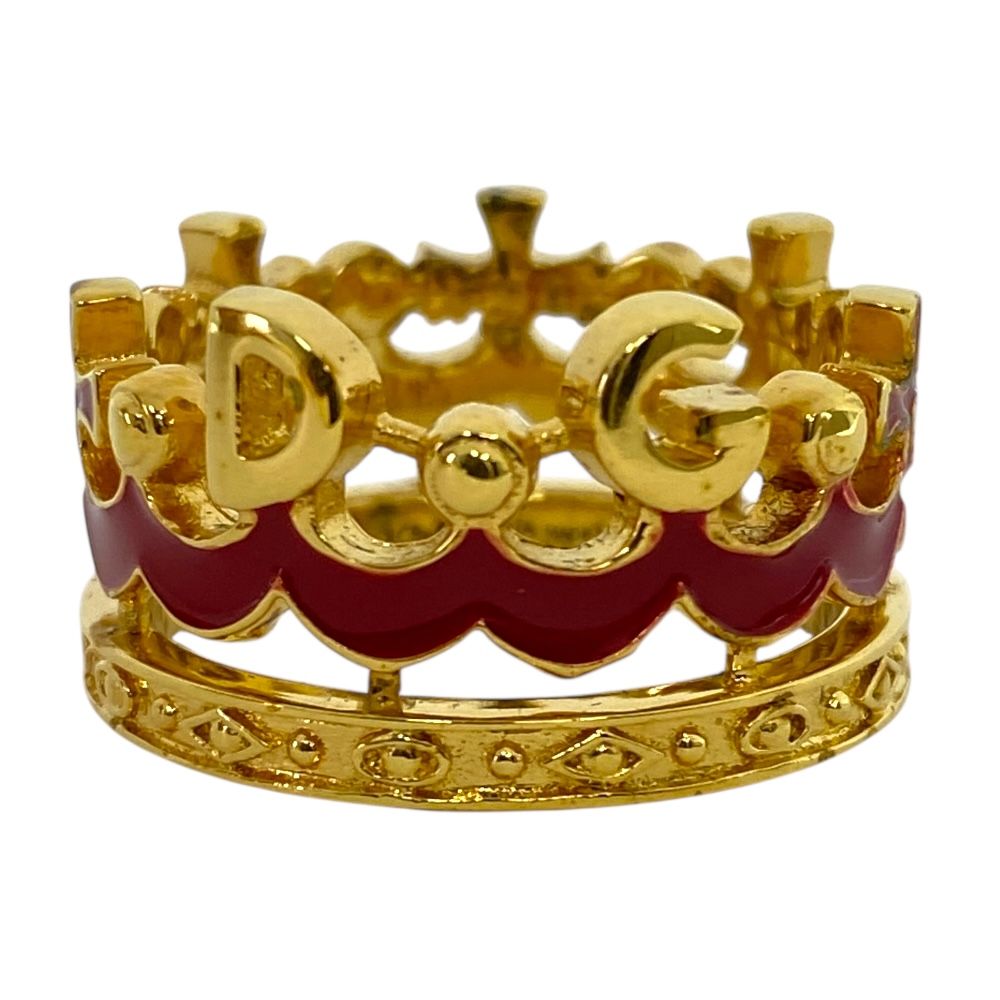 ドルチェ ガッバーナ クラウン リング 指輪 ドルガバ DG ロゴ 王冠 ゴールド レッド メタル DOLCE GABBANA サイズ18号 上質な装飾で華やかさを演出するジュエリー