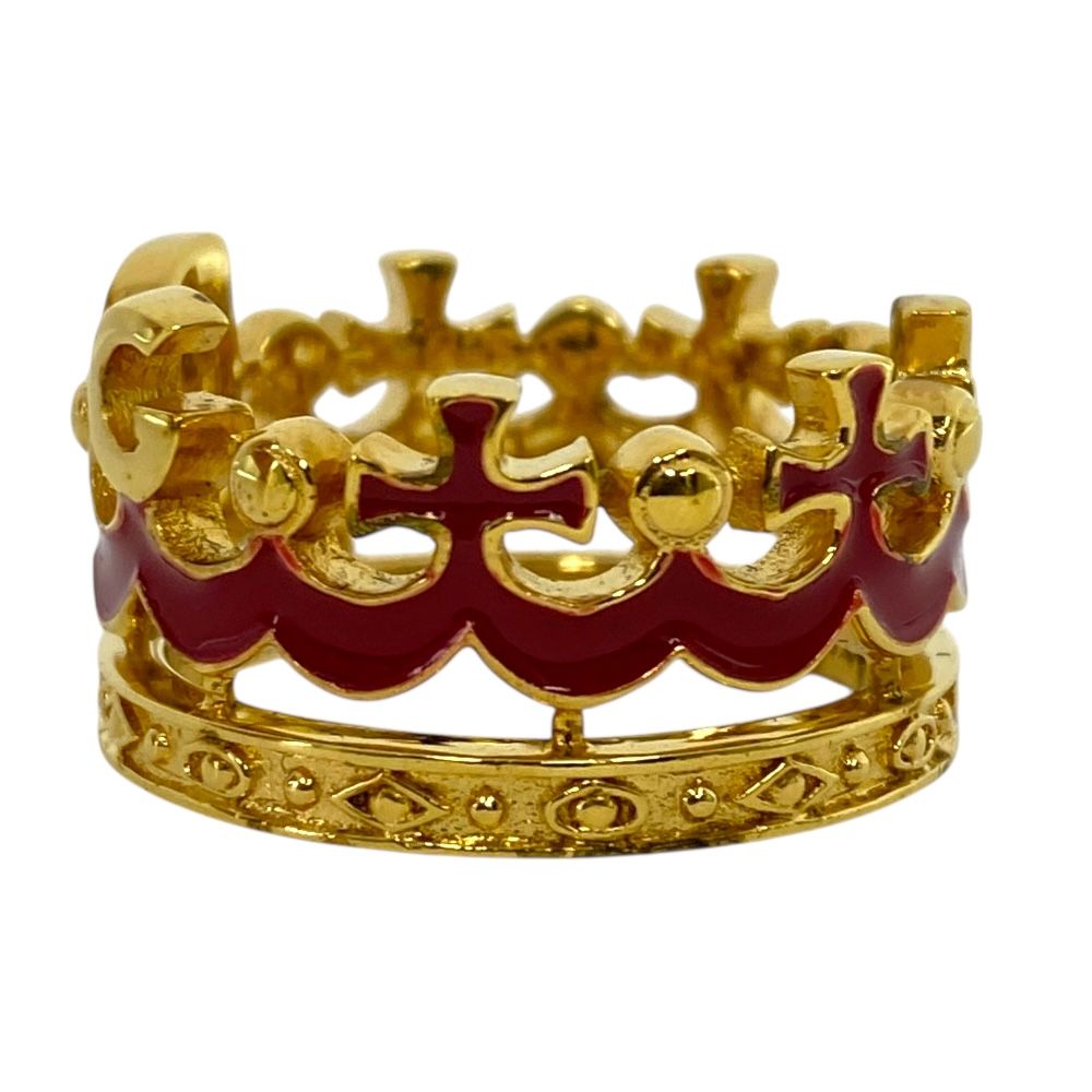 ドルチェ ガッバーナ クラウン リング 指輪 ドルガバ DG ロゴ 王冠 ゴールド レッド メタル DOLCE GABBANA サイズ18号 上質な装飾で華やかさを演出するジュエリー