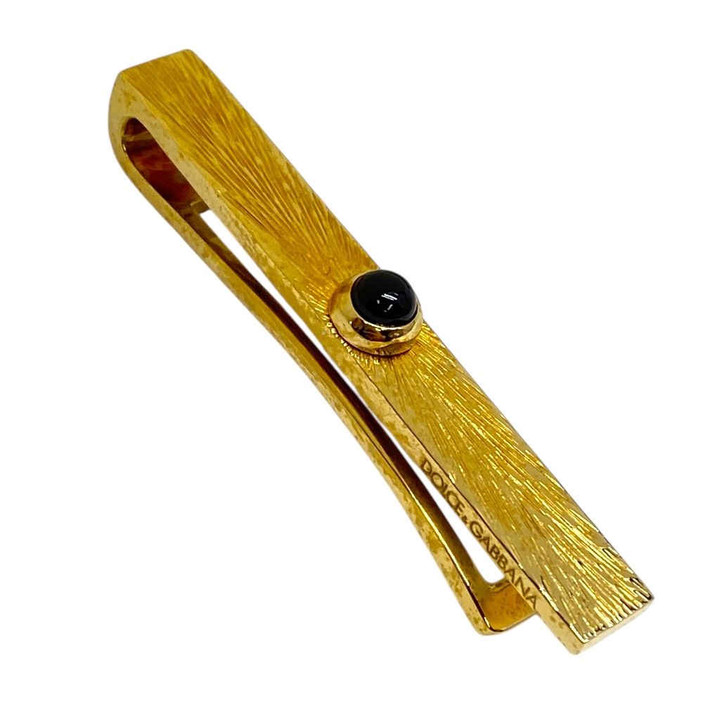 ドルチェ-ガッバーナ ブラックサファイア タイピン ネクタイピン ロゴ メタル シルバー DOLCE-GABBANA 紳士向け 感のある装飾アイテム