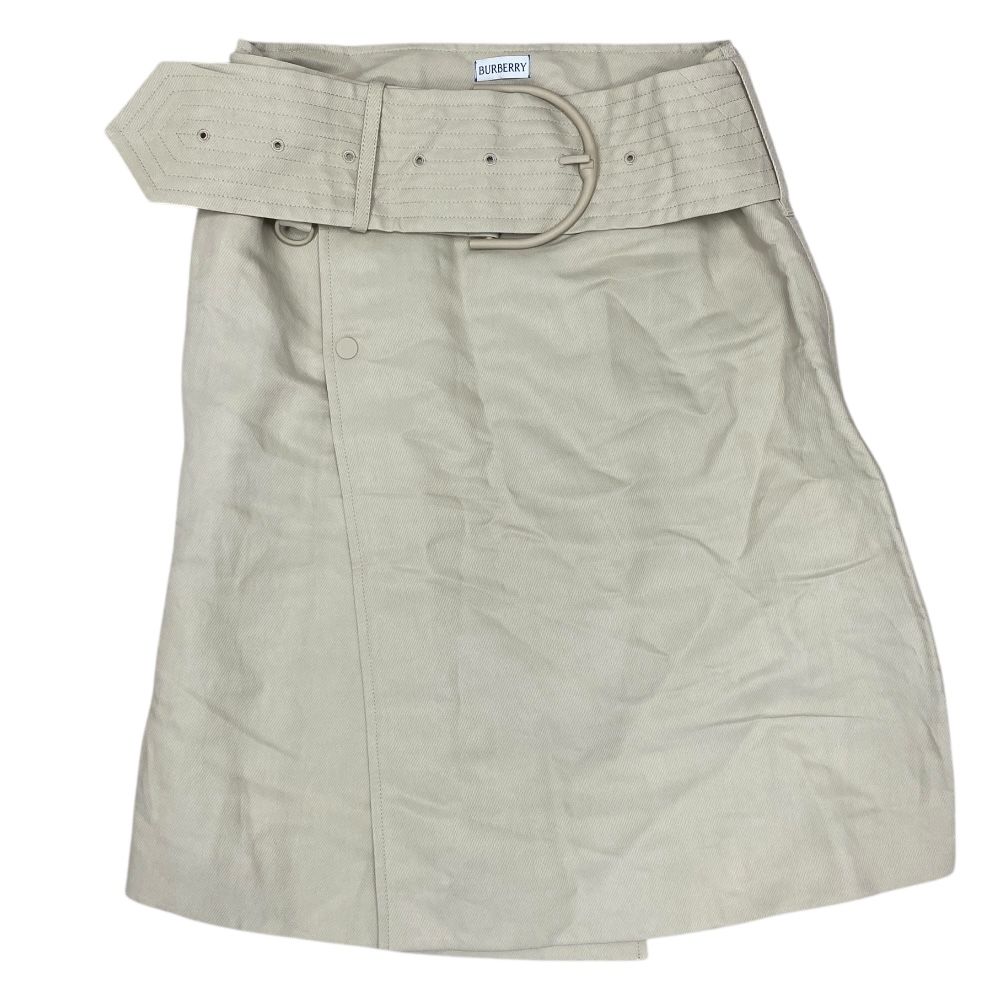 バーバリー 8087482 ラップミニスカート ツイルスカート 巻きスカート ベルト付 スリット ベージュ BURBERRY サイズS相当 レディース 安心品質