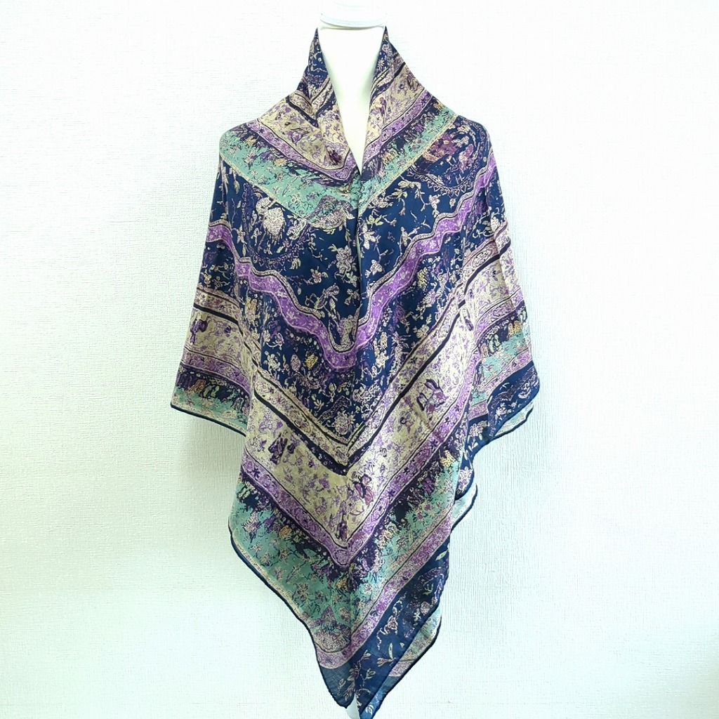 エトロ 大判 スカーフ ショール 50%ウール 50%シルク イタリア製etro エトロ 大判 スカーフ ショール 50%ウール 50%シルク イタリア製