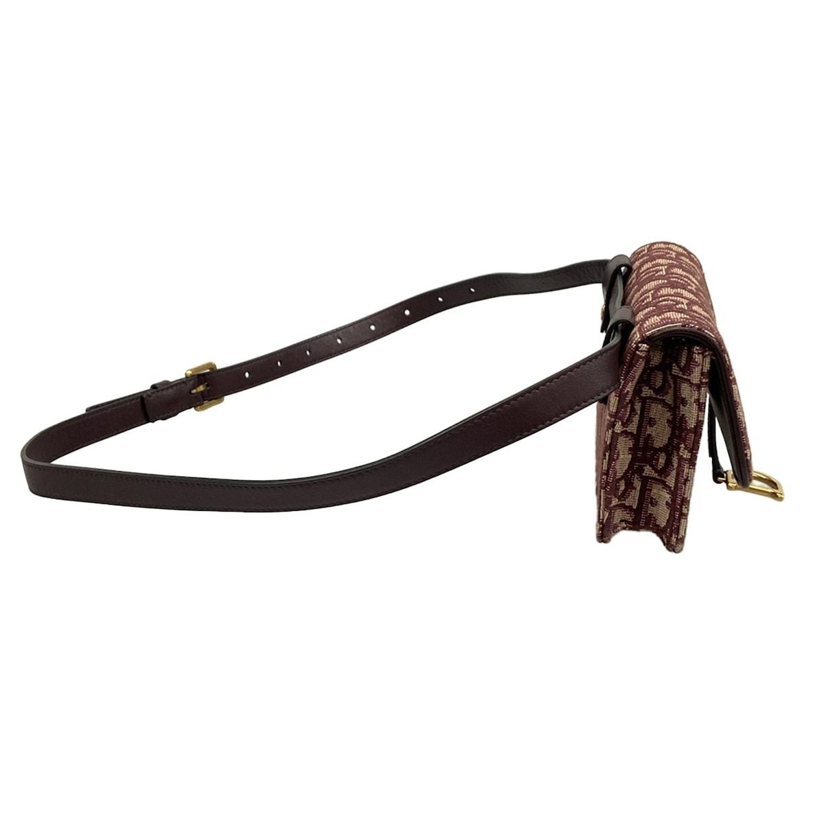 ディオール クリスチャンディオール ウエストポーチ サドル ベルトポーチ ボルドー×アイボリー レザー