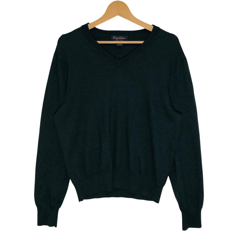 Brooks Brothers グリーン Vネック ニット セーター Brooks Brothers SAXXON WOOL ブルックスブラザーズ ウールニット