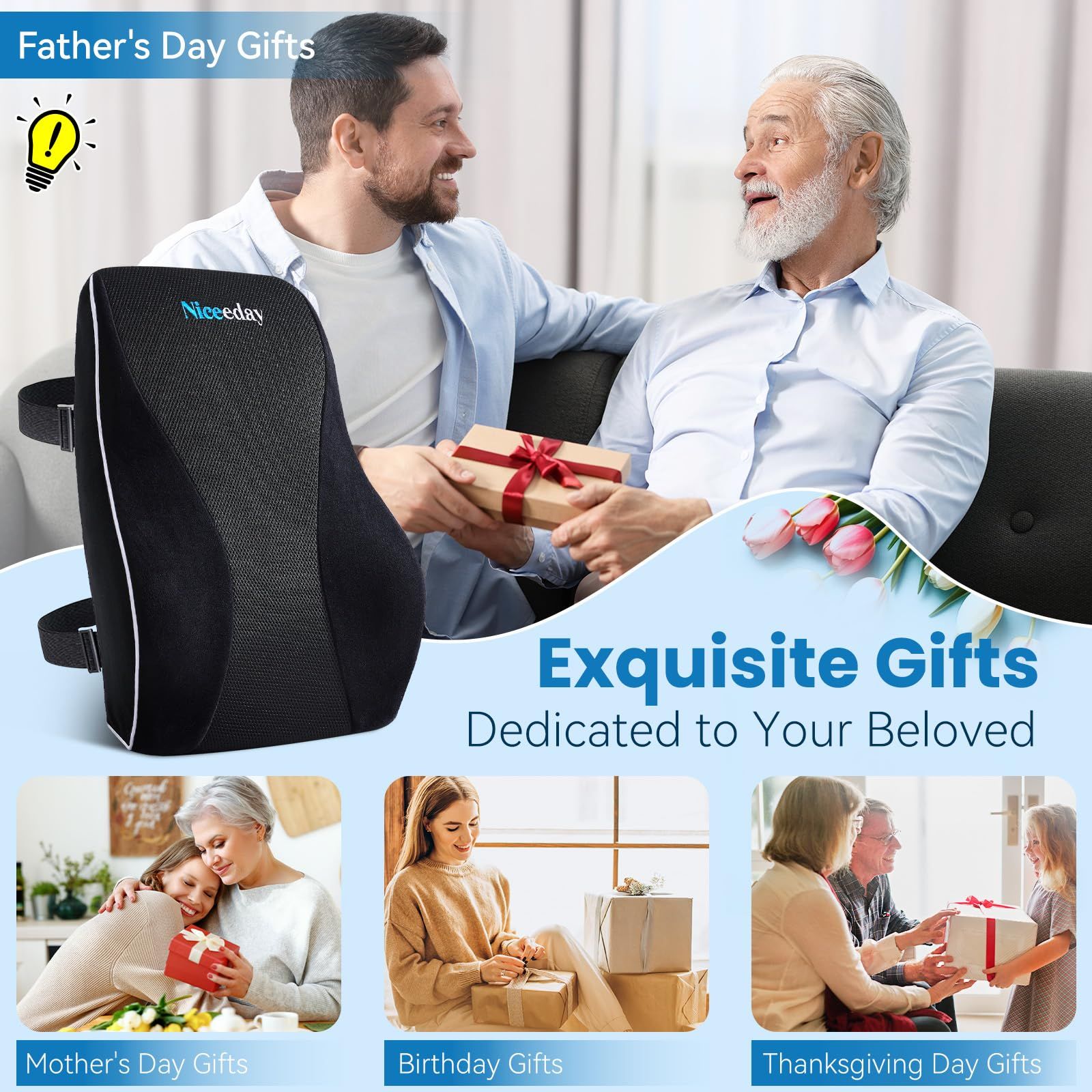 Niceeday 腰椎サポート クッション オフィスチェア用 車用 脊椎用