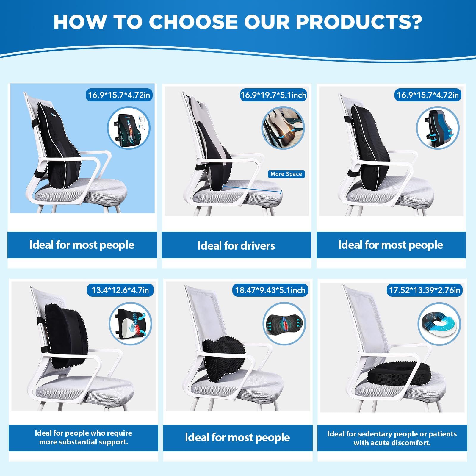 Niceeday 腰椎サポート クッション オフィスチェア用 車用 脊椎用