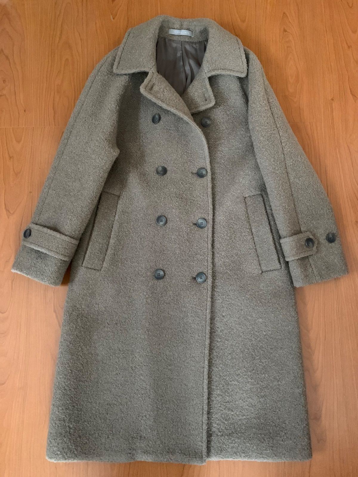 新品未使用　セオリーリュクス ダブルブークレーロングコート　人気色 美品 セオリーリュクス コート ダブルブークレーロングコート オータム