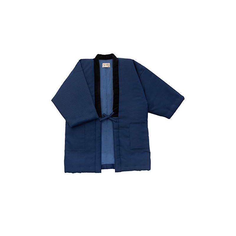 注目商品 綿の郷 ワタノサト 綿入れはんてん 男性用 長寿象徴の縁起が良い亀甲柄 大判 LL サイズ navy 紺系