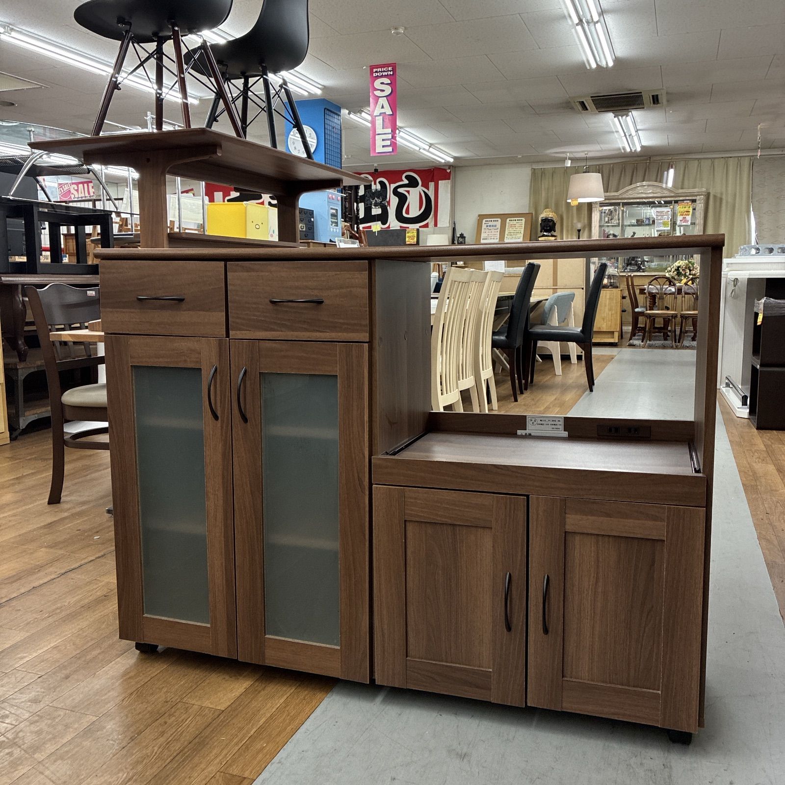 S 762 不二貿易 キッチンカウンター 食器棚 カウンターテーブル 幅120 cm