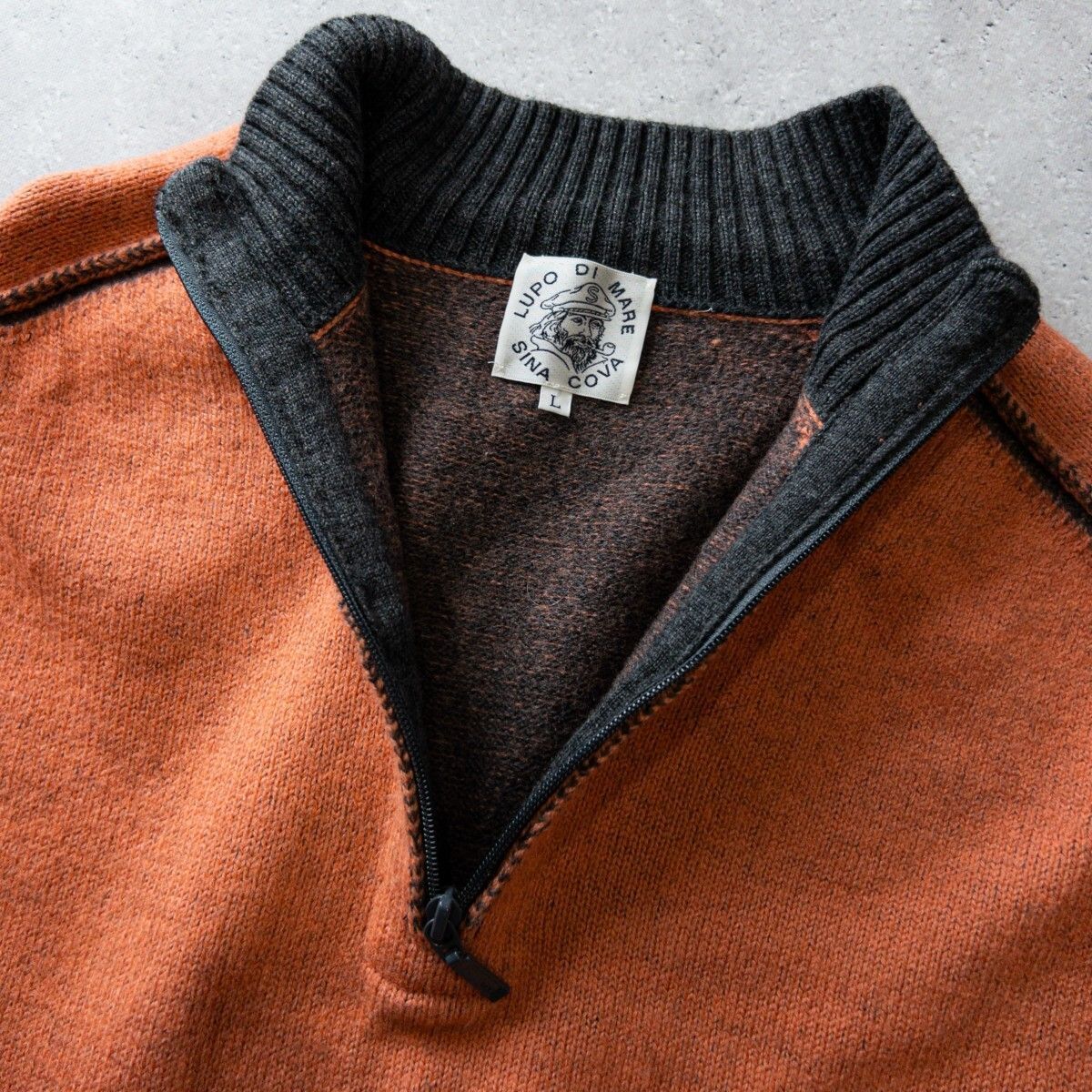 美品 シナコバ SINA COVA ウール100% ハーフジップ ニット セーター