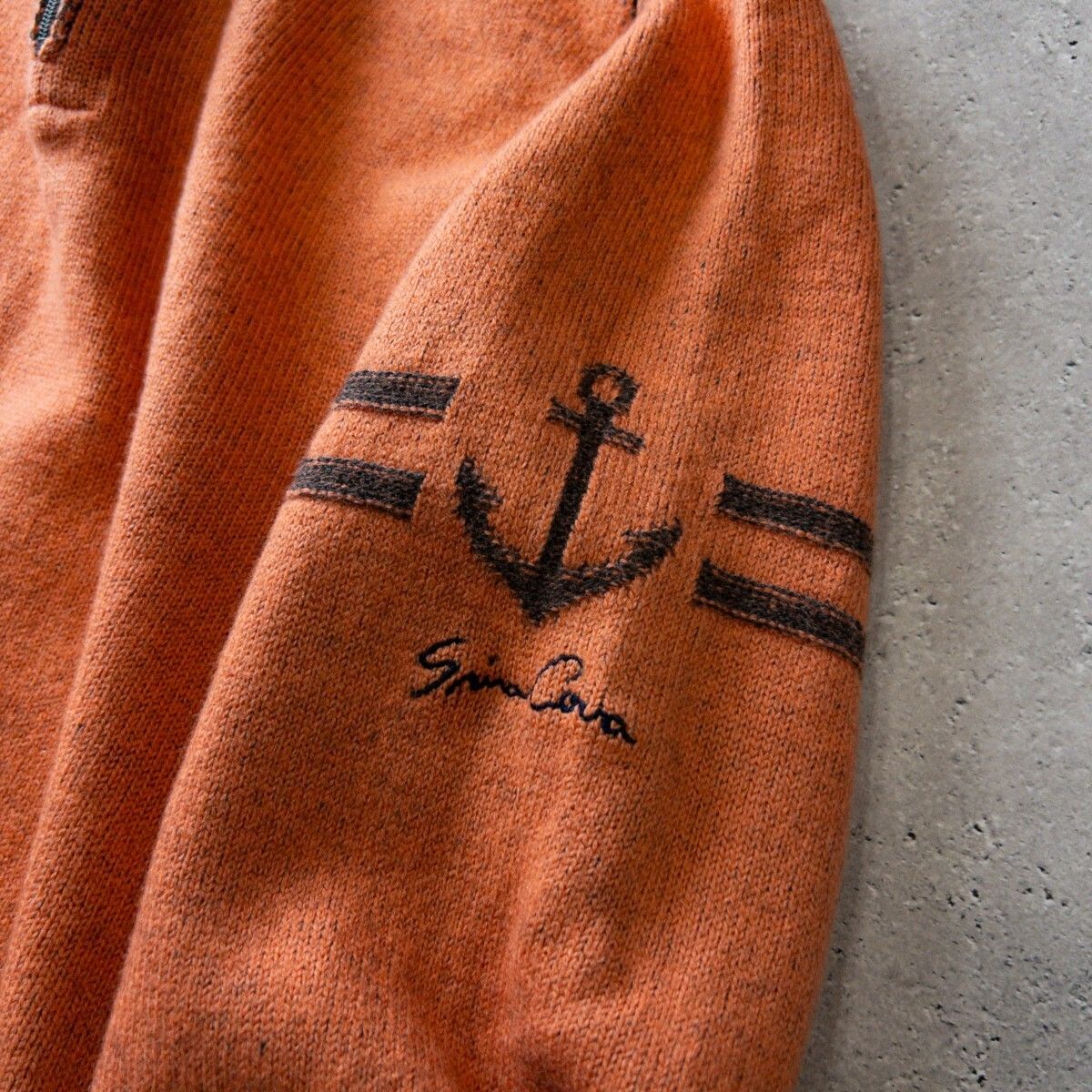 美品 シナコバ SINA COVA ウール100% ハーフジップ ニット セーター