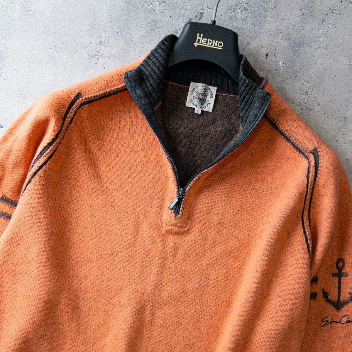 美品 シナコバ SINA COVA ウール100% ハーフジップ ニット セーター