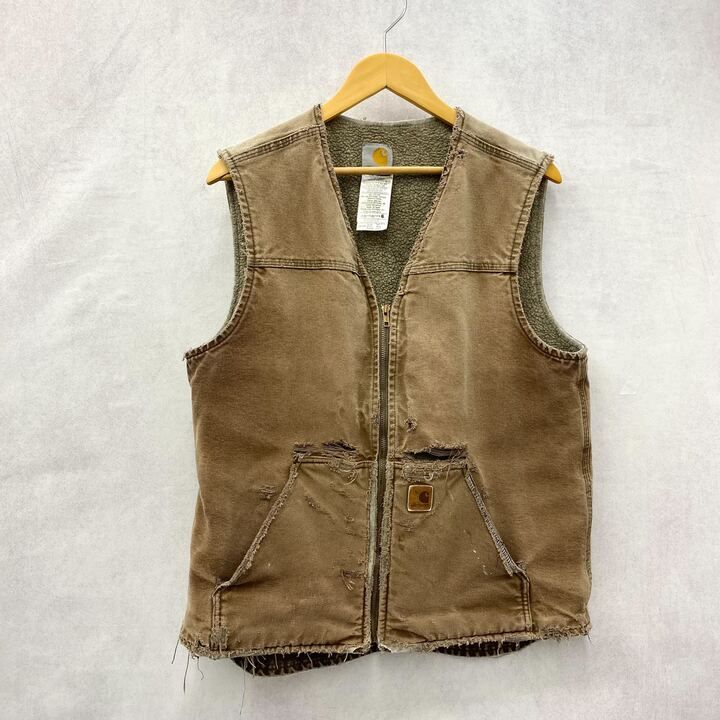 メンズ Carhartt カーハート ダック ベスト トップス LARGE ブラウン