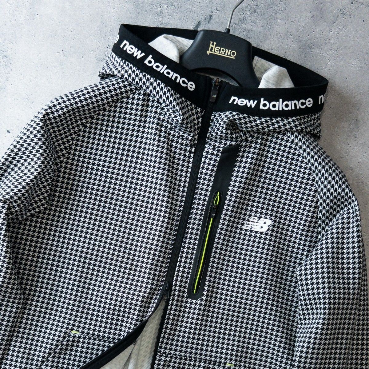 ニュー ンス ゴルフ Balance Golf 軽量 ダンボールニット ジャケット フーディー メンズ 5 L ハウンドトゥース柄 ゴルフウェア