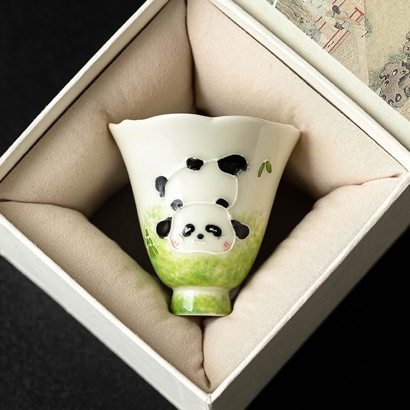 中国茶器 パンダ茶器 未使用品 茶器 茶芸 品茶杯 湯呑み 功夫茶器 中国茶器 パンダ セラミック 陶磁器