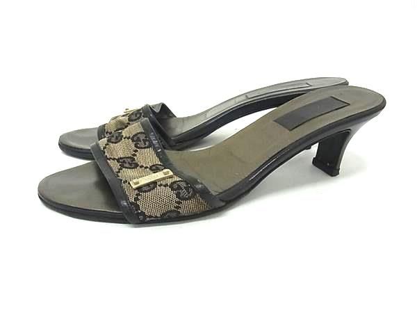グッチ ミュール ハイヒールサンダル レザー GUCCI グッチ GG柄 GG