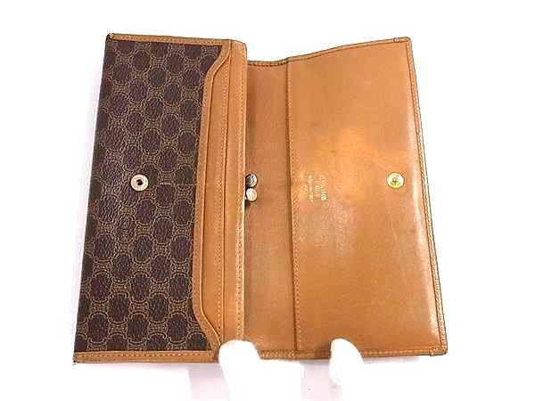 m*様 CELINE 財布 CELINE セリーヌ マカダム柄 PVC×レザー がま口 二つ折り 長財布
