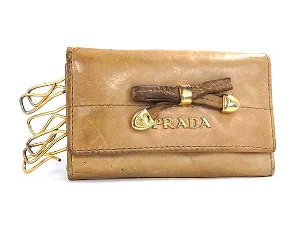 PRADA プラダ レザー リボン 6連 キーケース 鍵入れ レディース