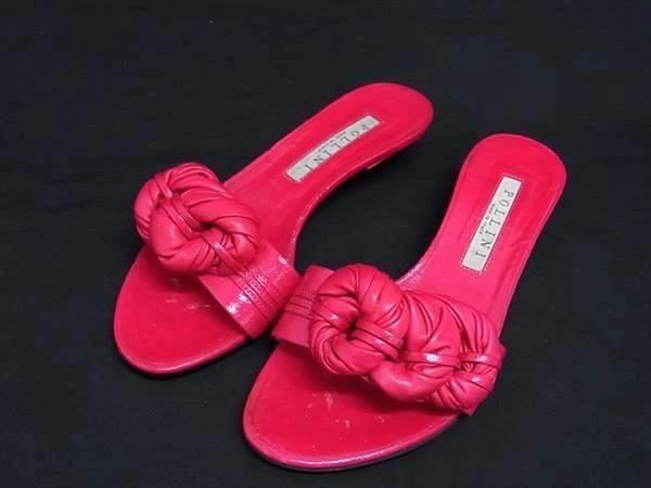 □美品□ POLLINI ポリーニ レザー サンダル ヒール 表記サイズ34 1/2