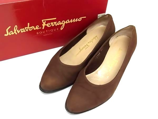 Salvatore Ferragamo フェラガモ スエード ウェッジソール パンプス