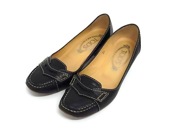 □美品□ TODS トッズ レザー ヒール パンプス 表記サイズ 34 (約21cm