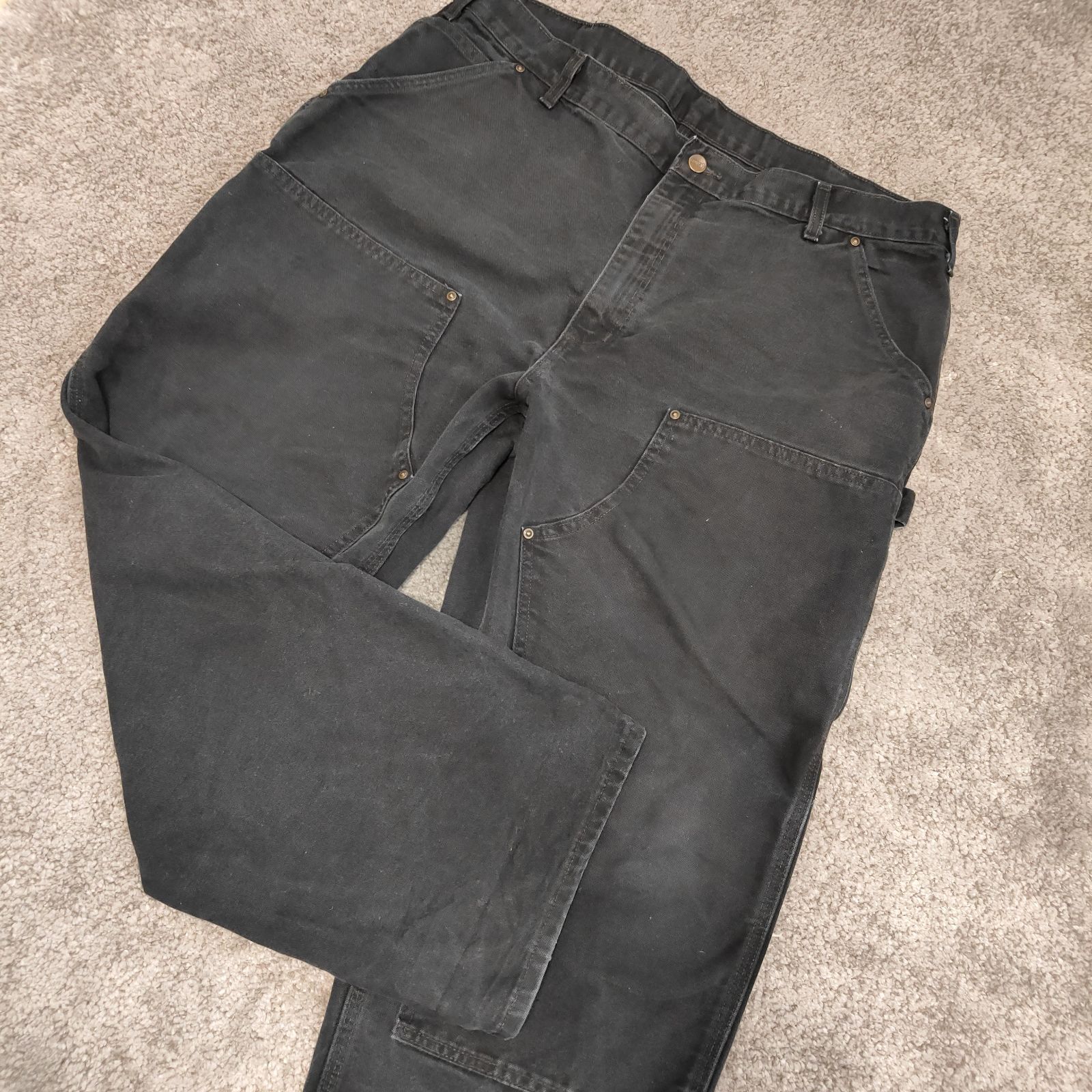 大きめサイズ Carhartt カーハート メキシコ製 ダック生地 サイズ 40 30 ペインターパンツ カーゴパンツ ワークパンツ BLACK ブラック 黒 メンズ 古着